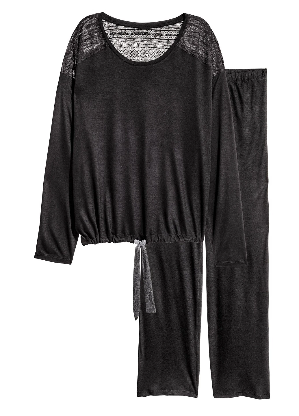 Чорна всесезон піжама (лонгслів, брюки) лонгслів + брюки H&M