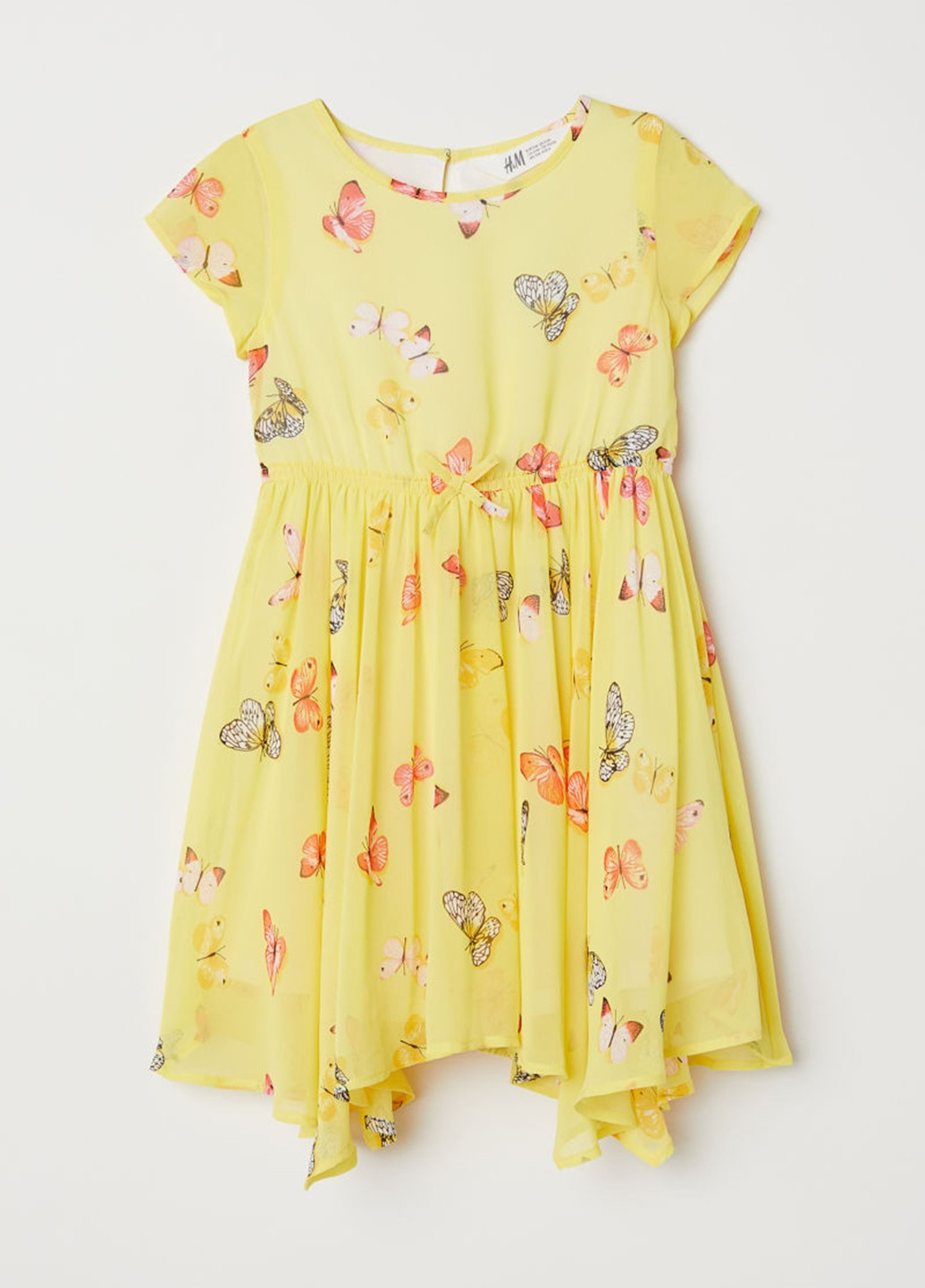 Жовтий кежуал плаття, сукня кльош H&M з малюнком