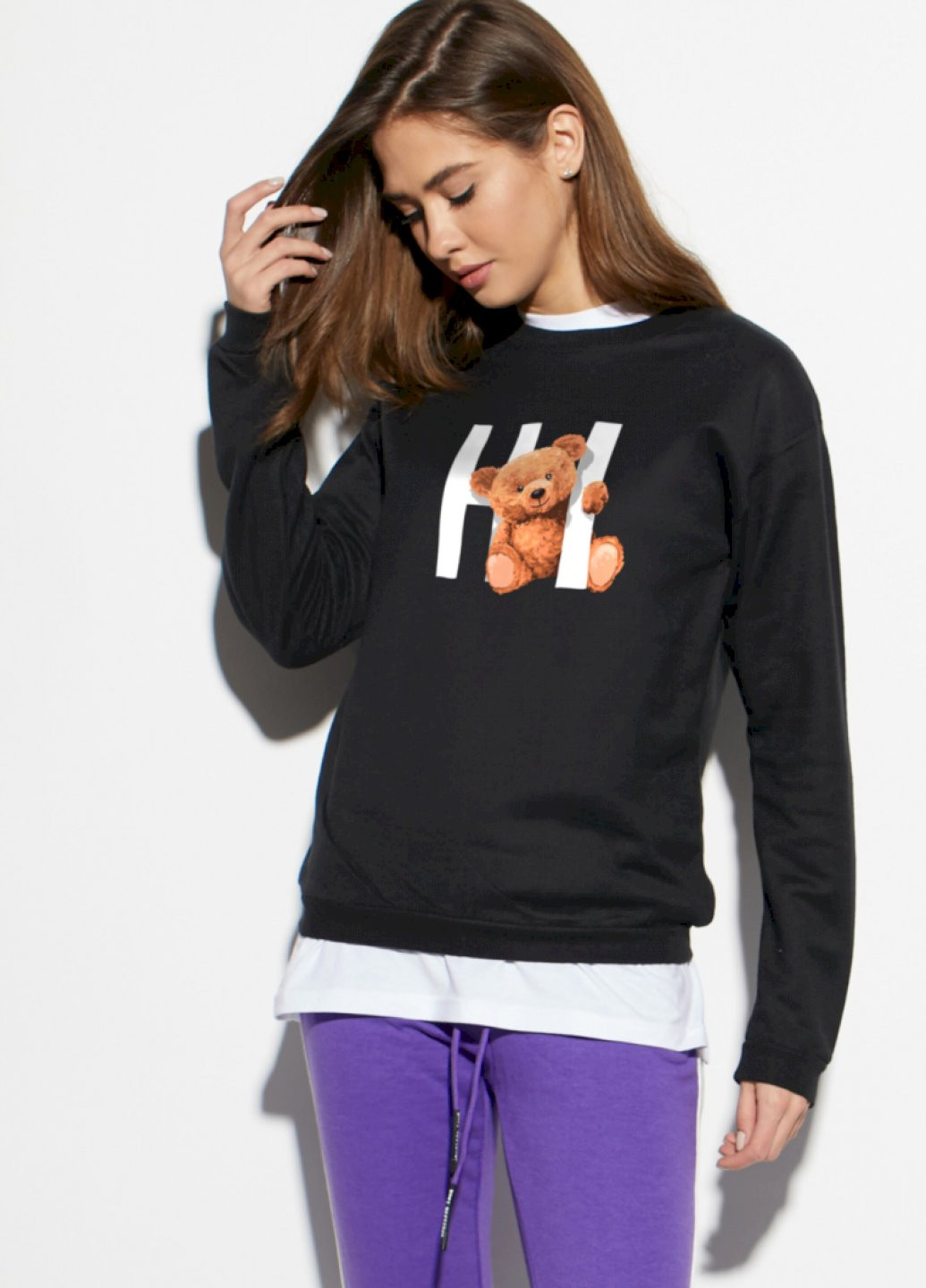 Чорний світшот жіночий /no flis/ YAPPI малюнок (251467741)