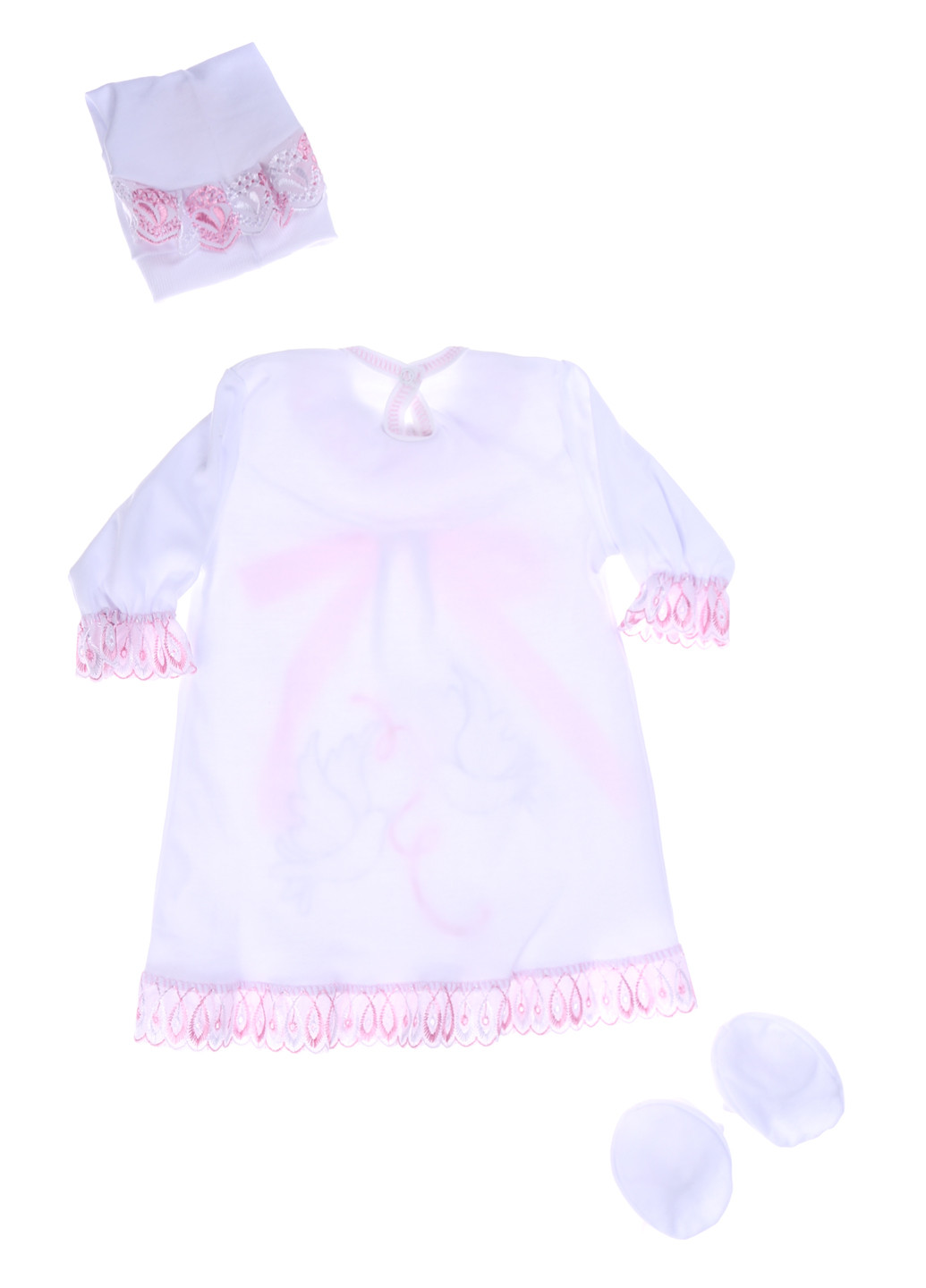Белый демисезонный комплект (платье, косынка, пинетки) Baby Art