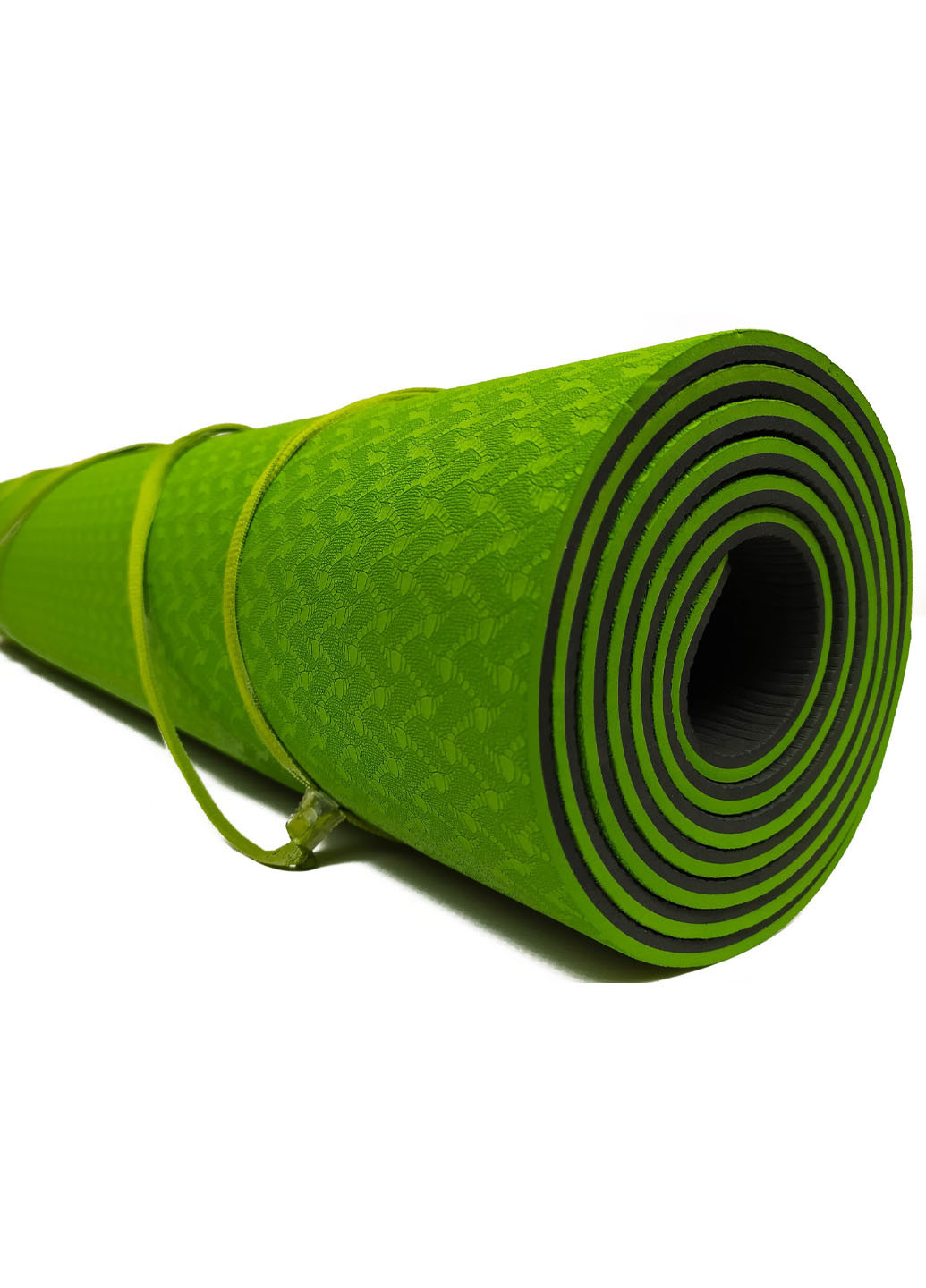 Килимок для йоги TPE+TC 183 х 61 см товщина 6мм двошаровий зелений-чорний (мат-каремат спортивний, йогамат для фітнесу) EasyFit (237596311)