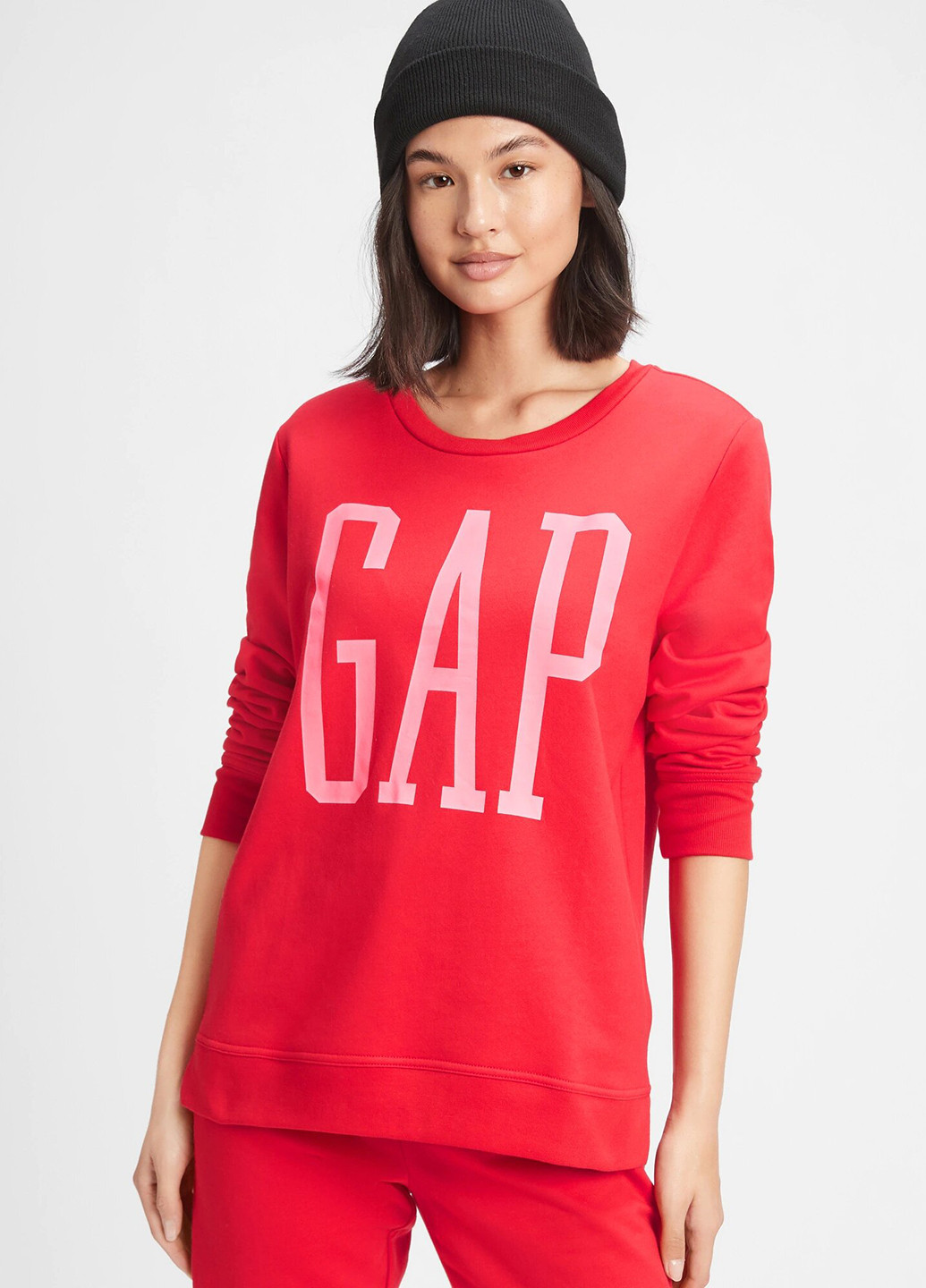 Костюм (свитшот, брюки) Gap логотип красный спортивный хлопок, трикотаж