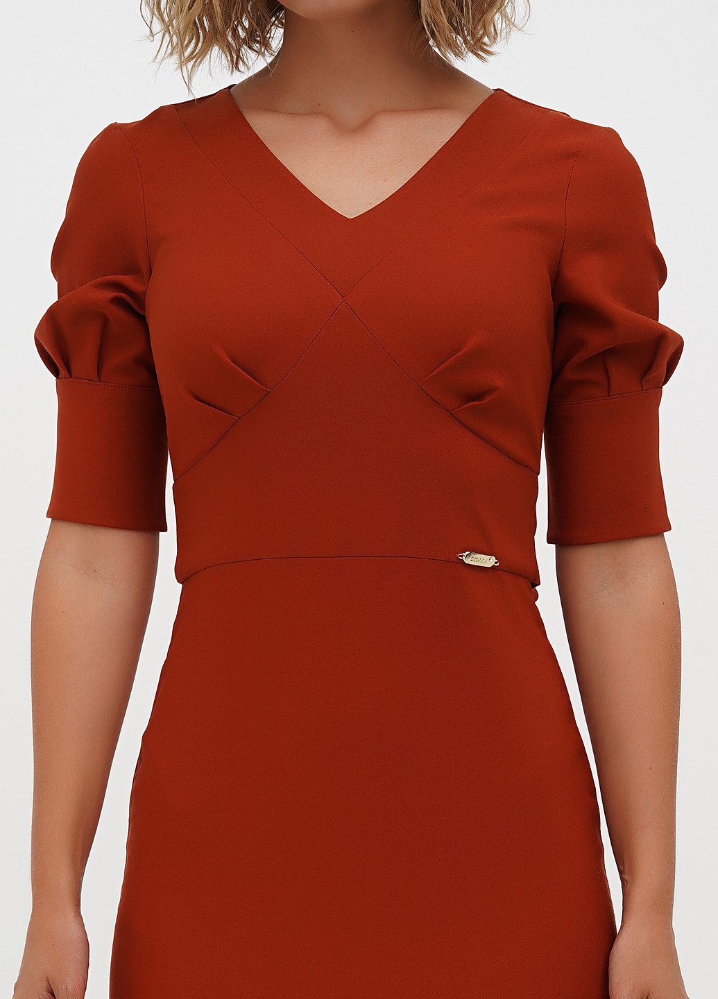 Медное кэжуал платье силуэтная Sassofono однотонное