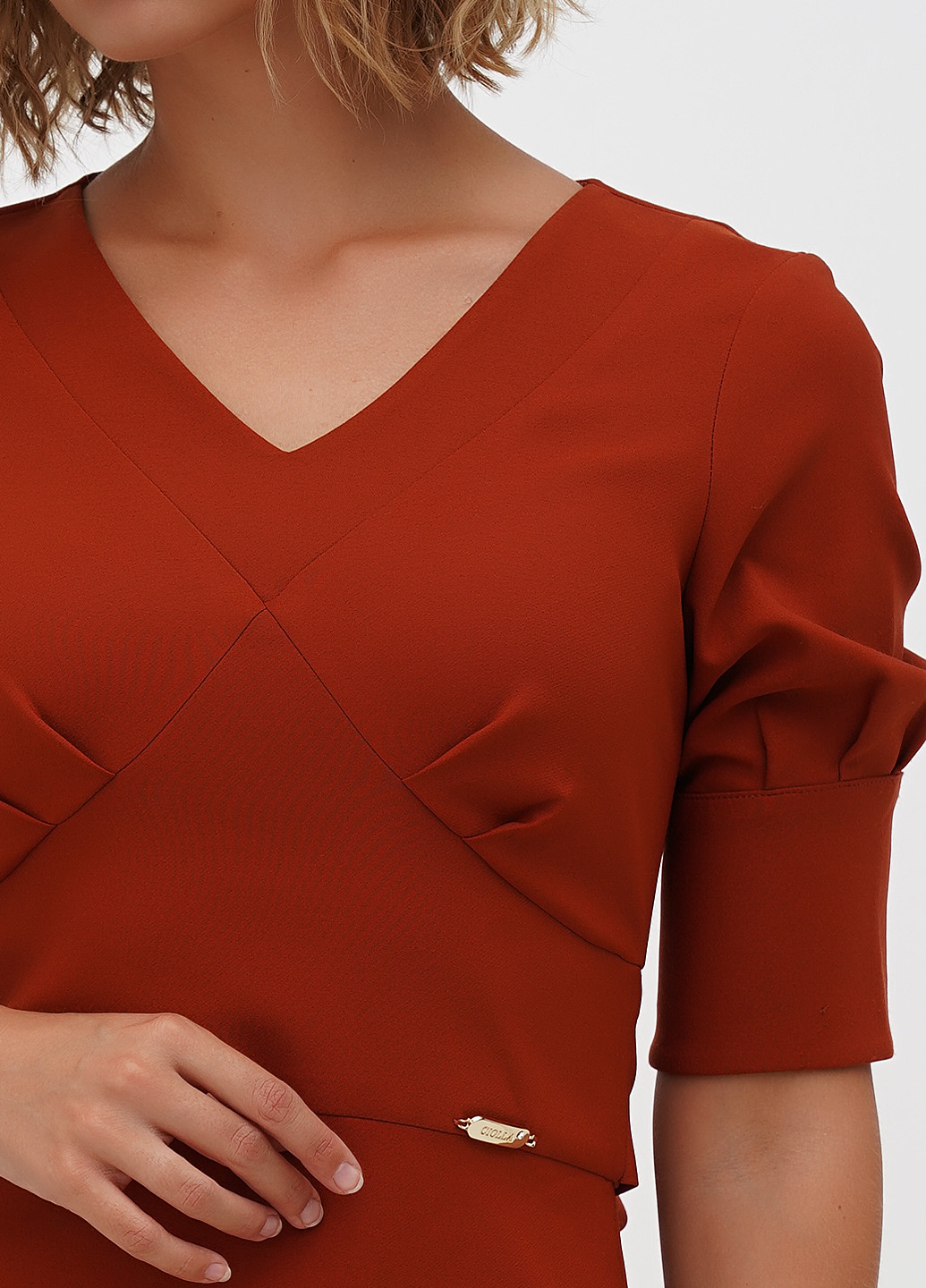 Медное кэжуал платье силуэтная Sassofono однотонное