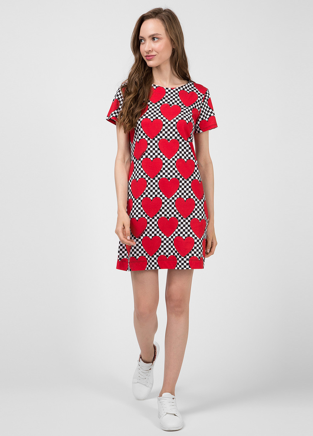 Красное кэжуал платье платье-футболка Love Moschino сердечки