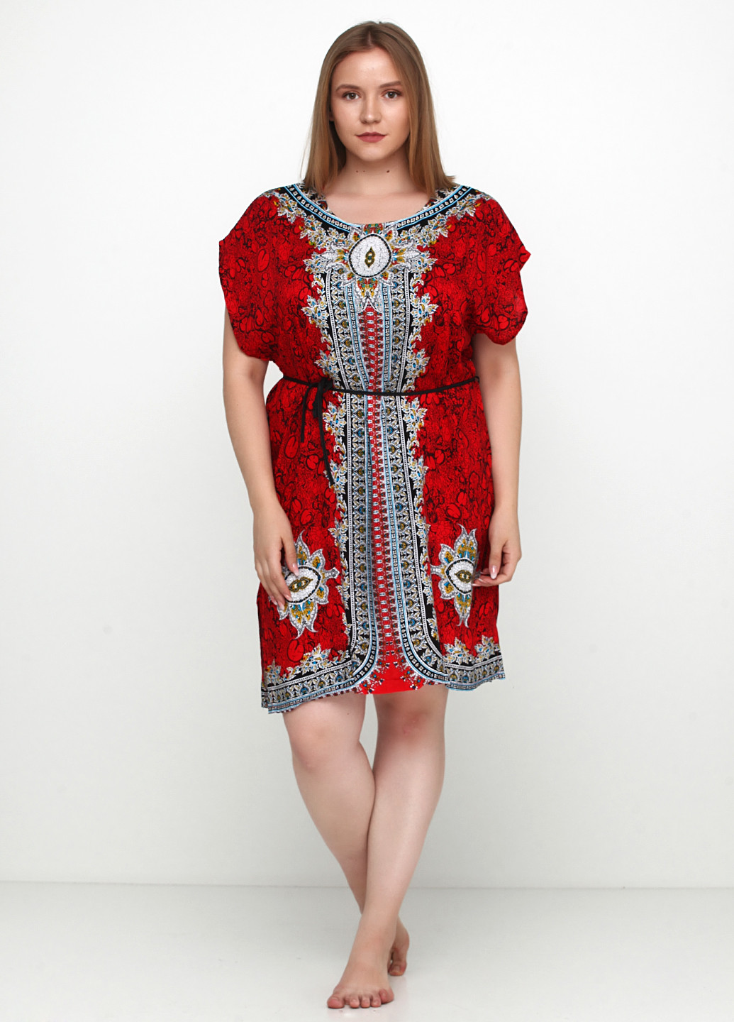 Красное пляжное платье Saimeiqi с орнаментом