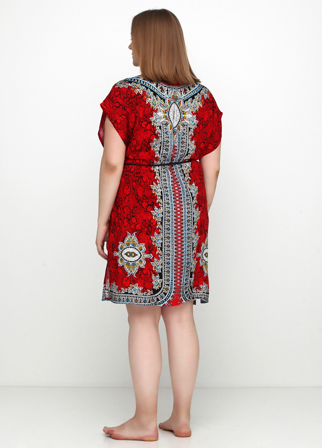 Червона пляжна сукня без підкладу Saimeiqi з орнаментом