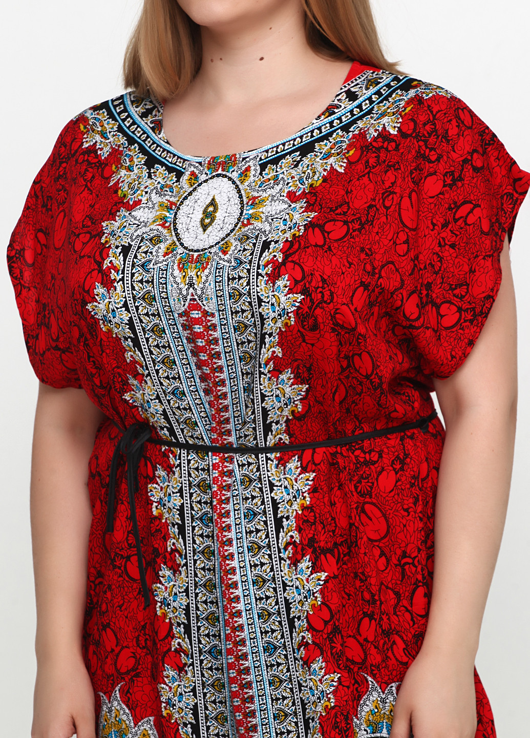 Красное пляжное платье Saimeiqi с орнаментом