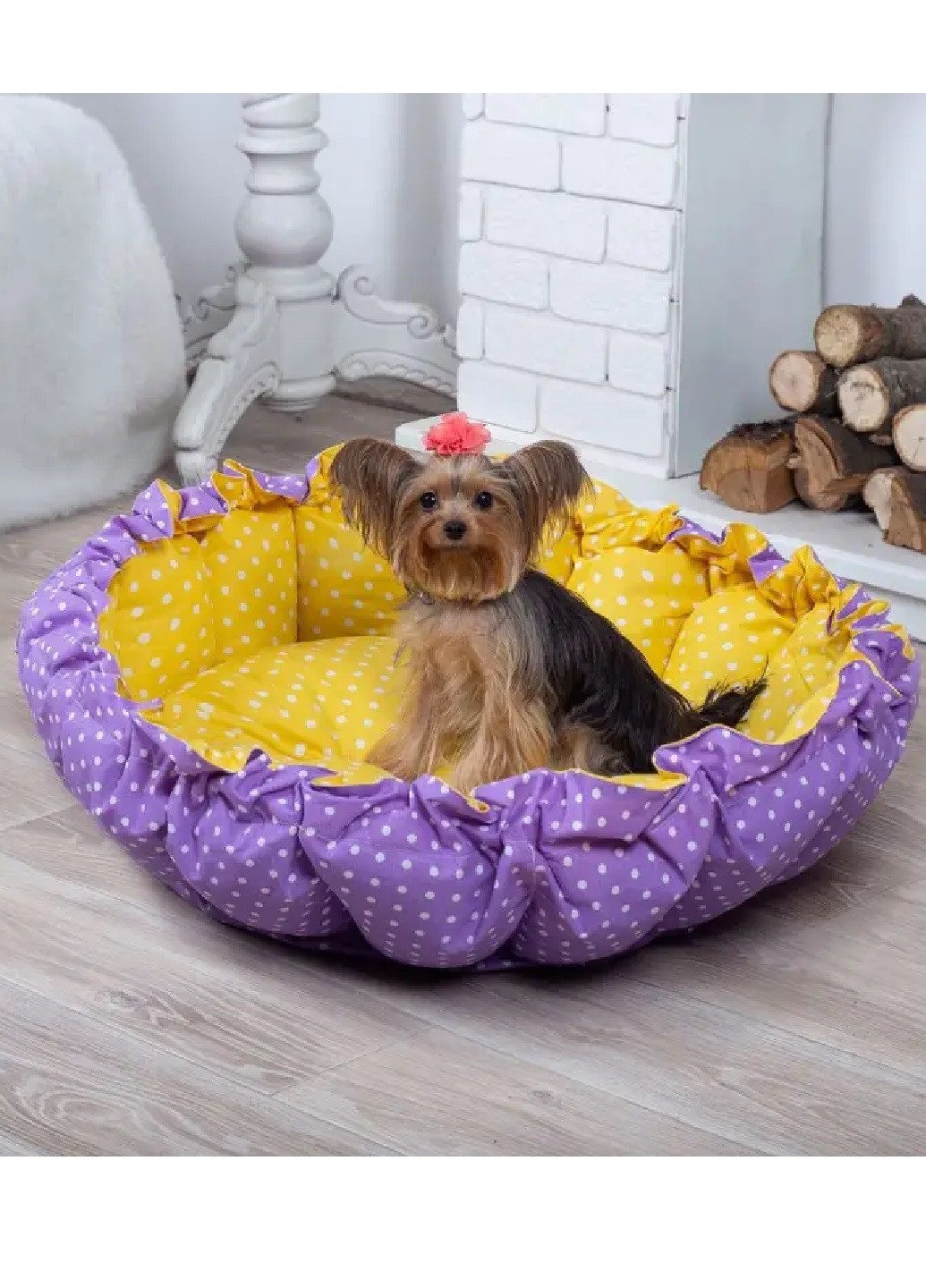 Лежак лежанка для котов и собак корзина спальное место d 100 см (243655-De) Фиолетовый с желтым Francesco Marconi (250486150)