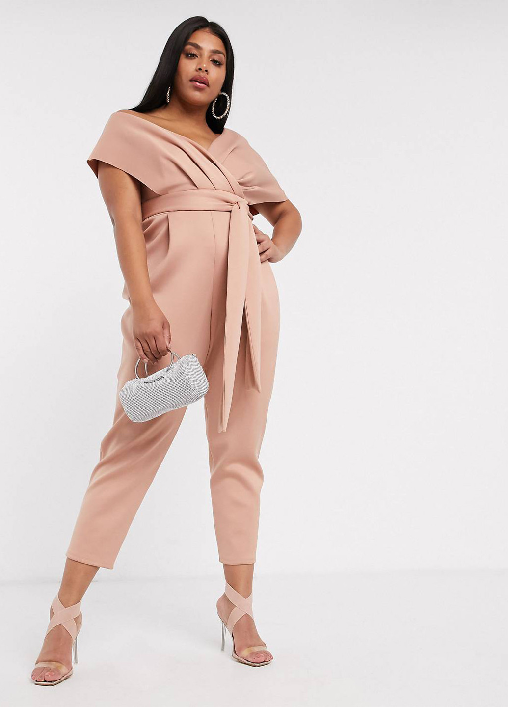 Комбінезон Asos комбінезон-брюки однотонний рожевий вечірній, святковий поліестер