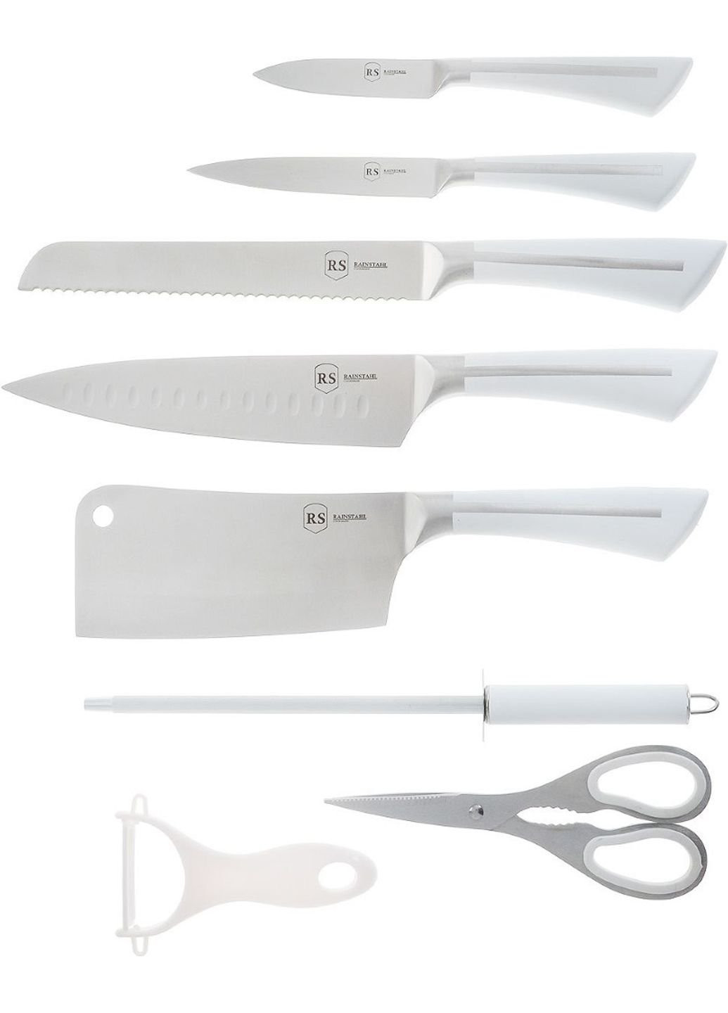 Набор ножей Rainstahl RS-KN-8003-09 9 предметов белый Bohmann комбинированные,