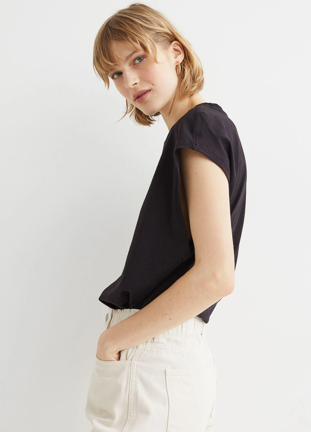 Футболка,чорний, H&M Basic - (254655550)