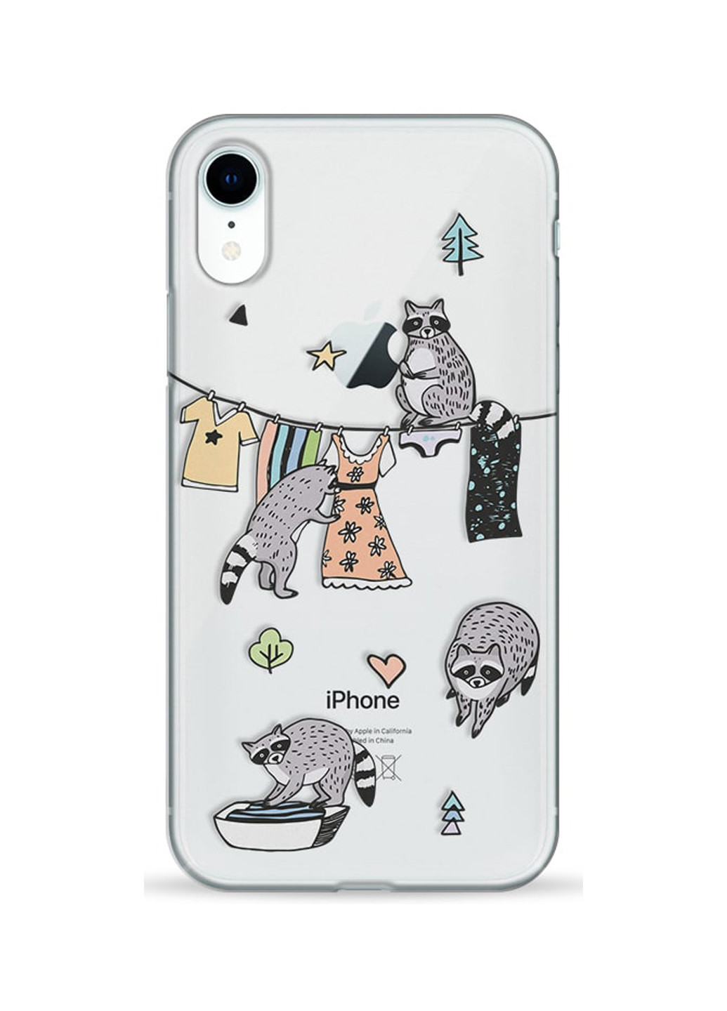 Чехол Pump transperency case for iphone xr raccoon family (142538143)