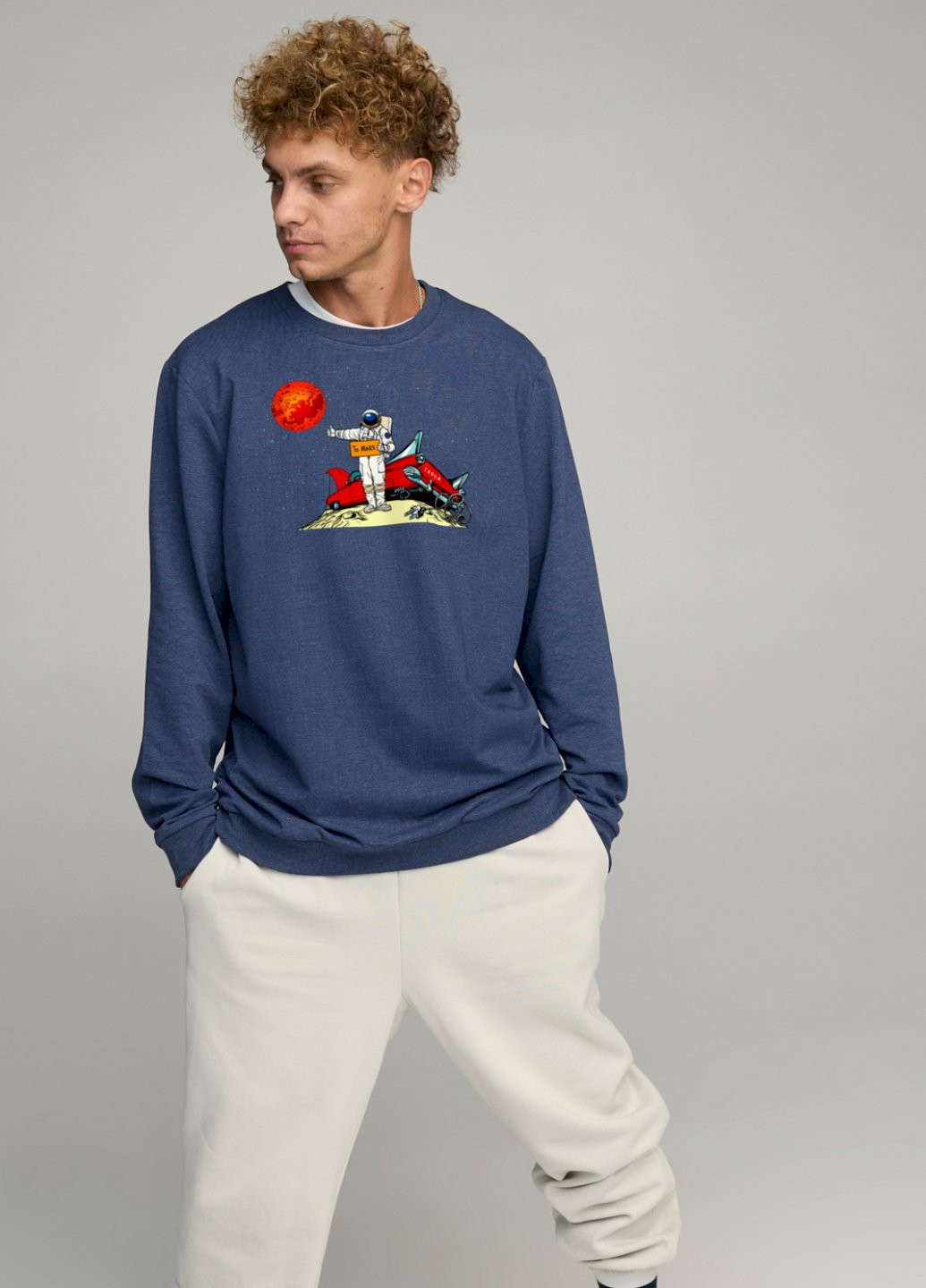 Синій світшот чоловічий oversize /no flis/ YAPPI (252386489)