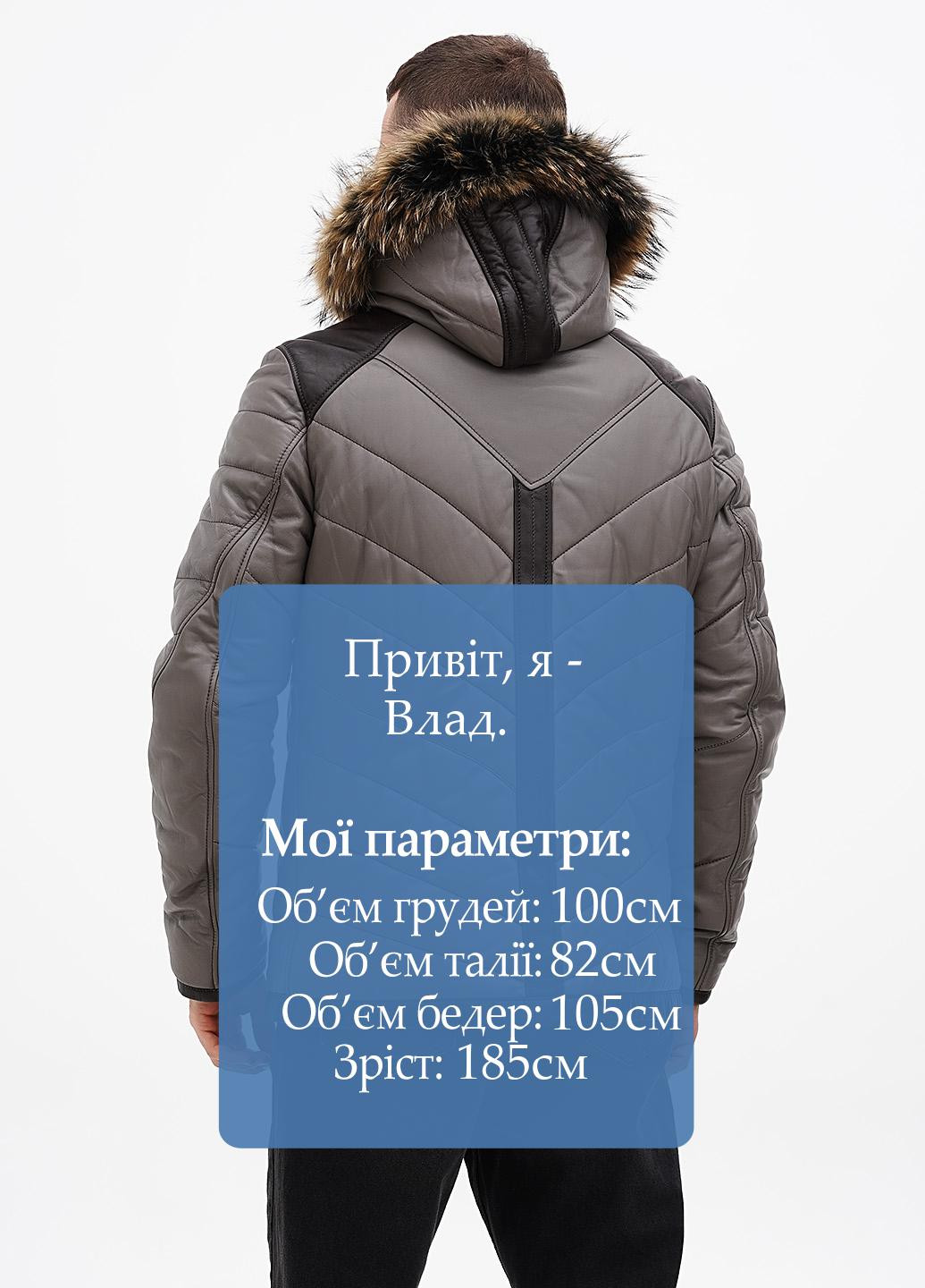 Сіра зимня куртка шкіряна Gessada