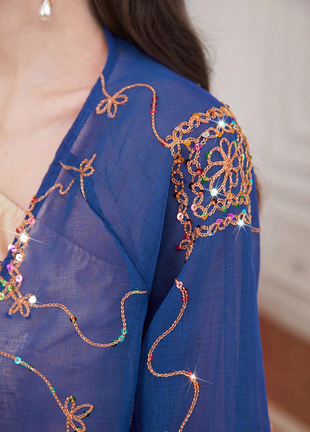 Комбинированный демисезонный комплект (накидка, платье) SHEIN