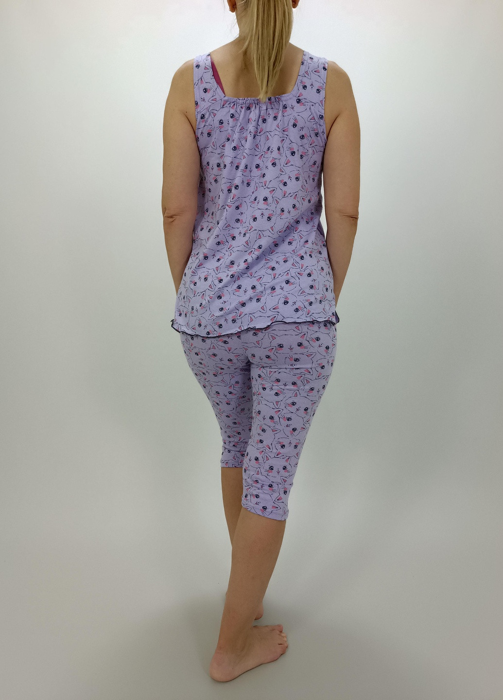 Сиреневая всесезон пижама женская костюм майка + бриджи р.40 сиреневая (11426595-1) No Brand