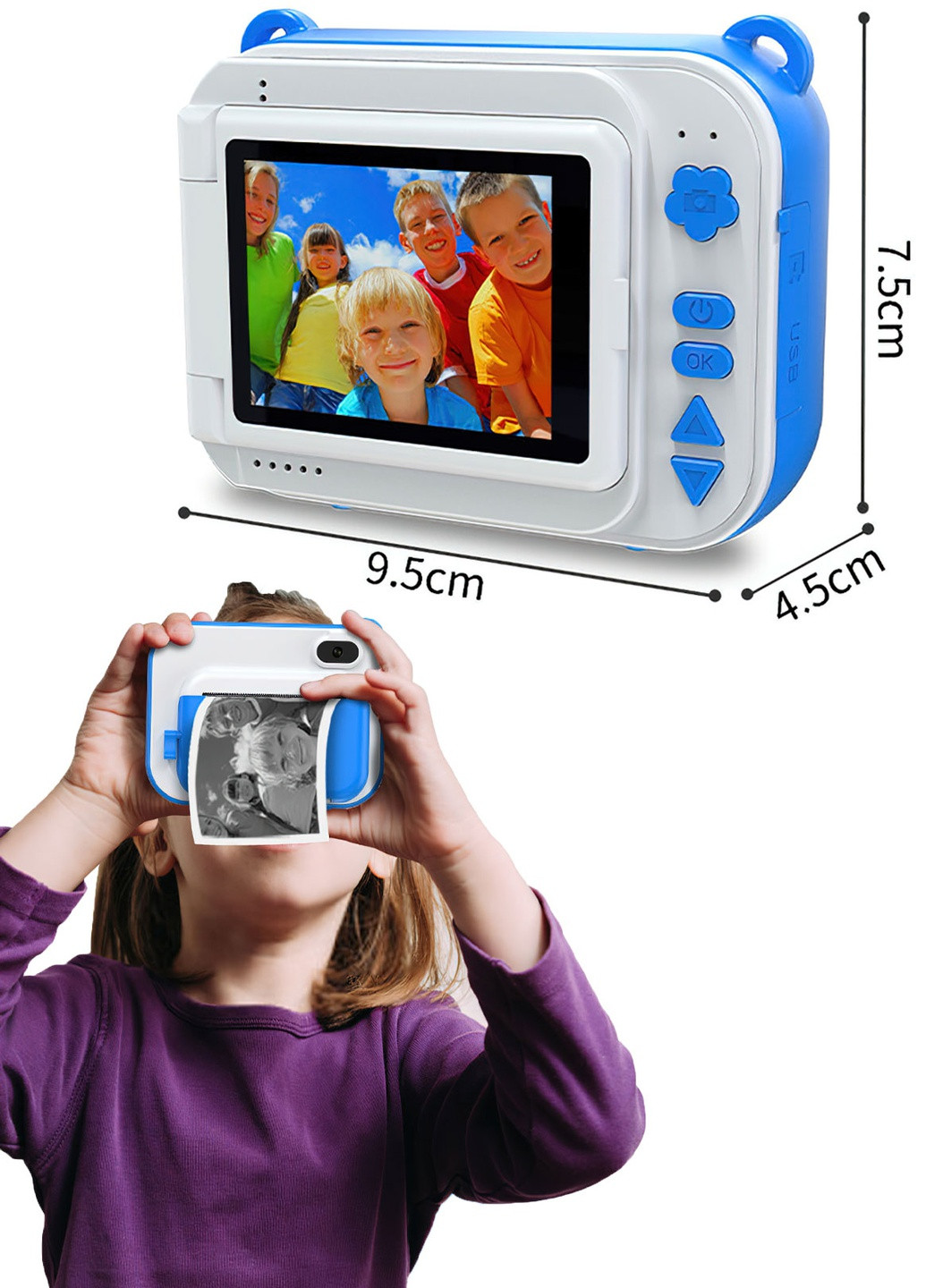 Детский фотоаппарат моментальной печати + Карта Памяти 8541 Розовый 63452 DobraMAMA (255679000)
