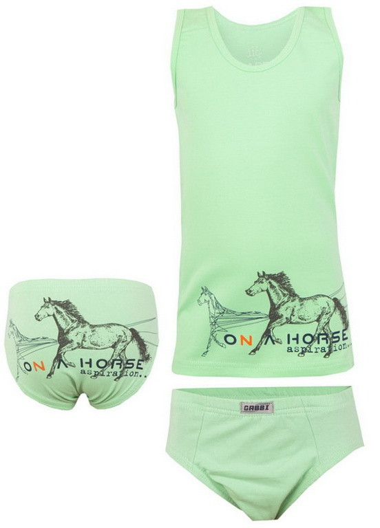 Зелений демісезонний дитячий комплект білизни для хлопчика *конь* Габби