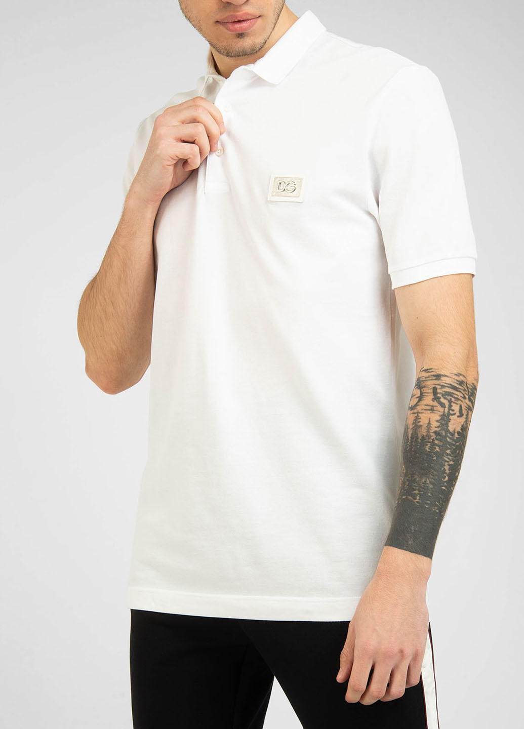 Белая футболка-поло для мужчин DOLCE&GABBANA с логотипом