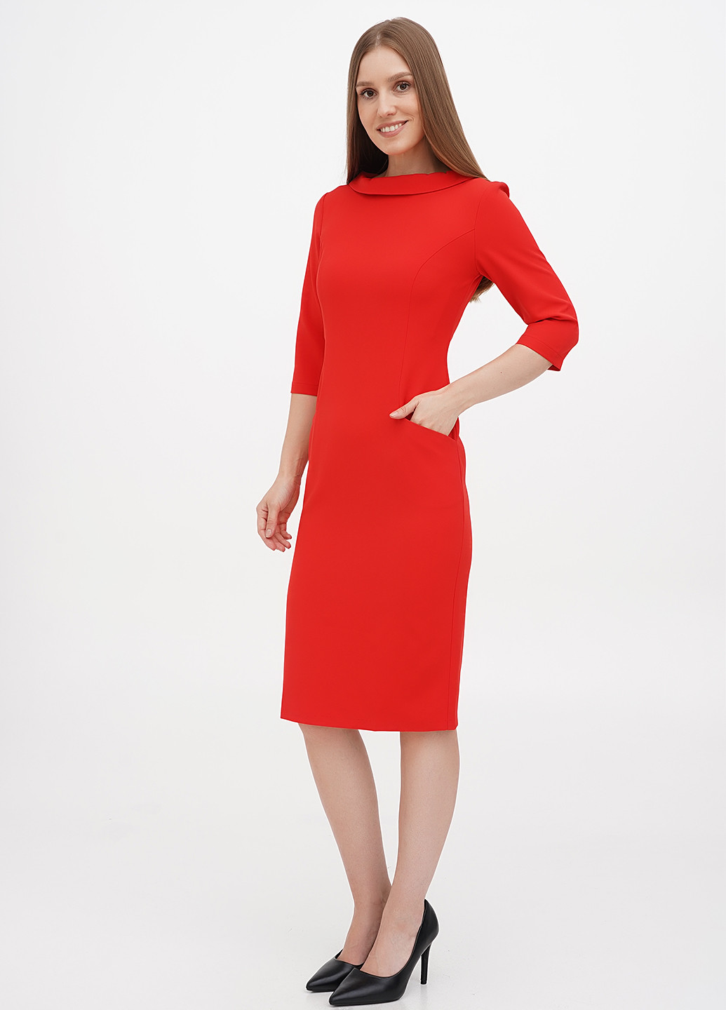 Червона кежуал плаття, сукня футляр Maurini однотонна