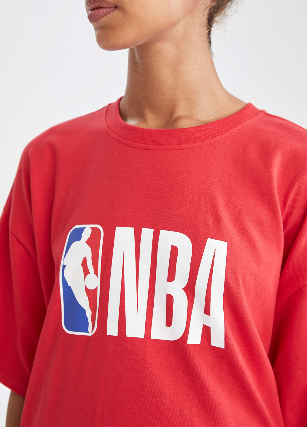 Красная летняя nba wordmark DeFacto Трикотажная футболка с коротким рукавом