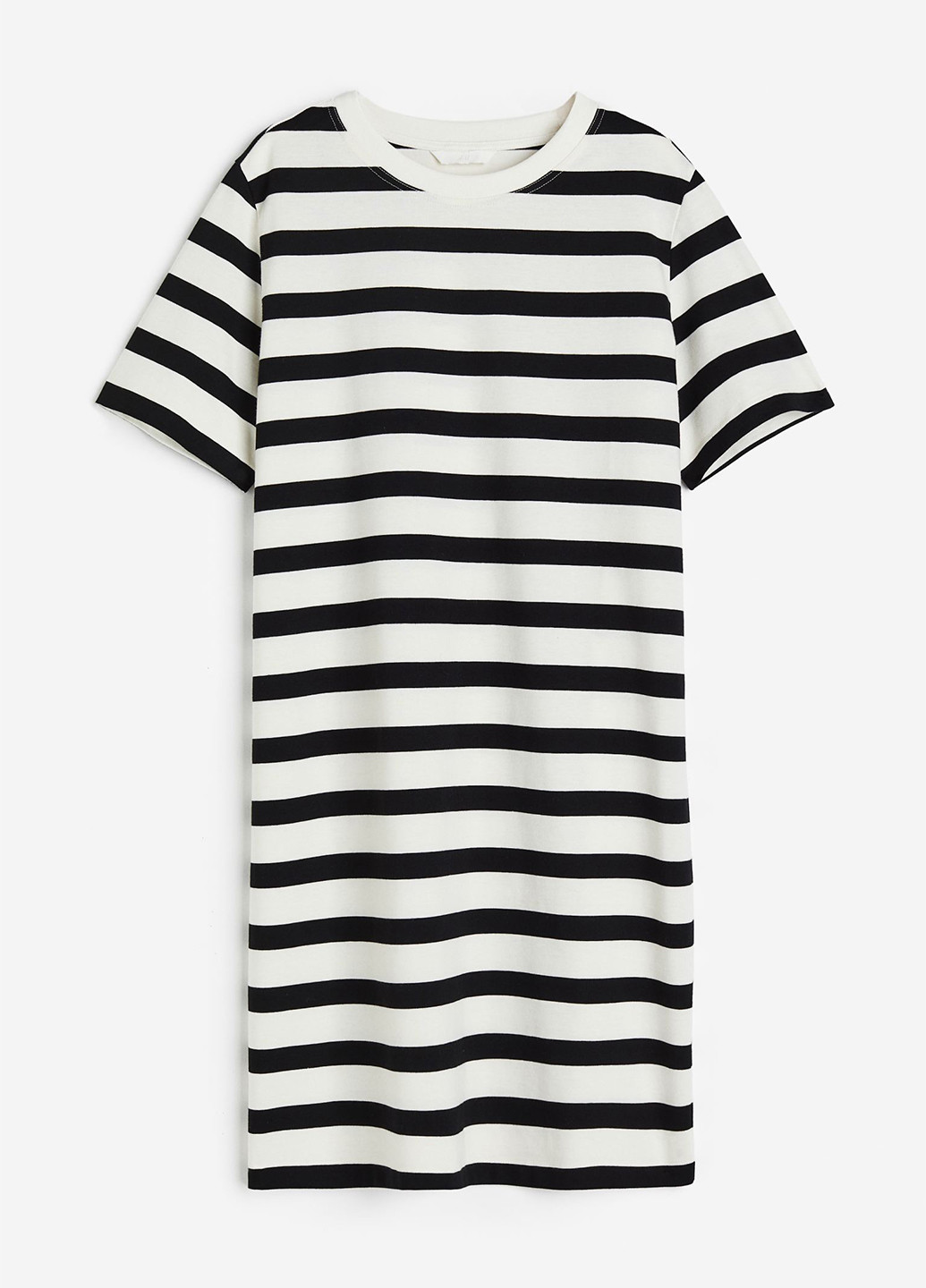 Черно-белое кэжуал платье платье-футболка H&M в полоску