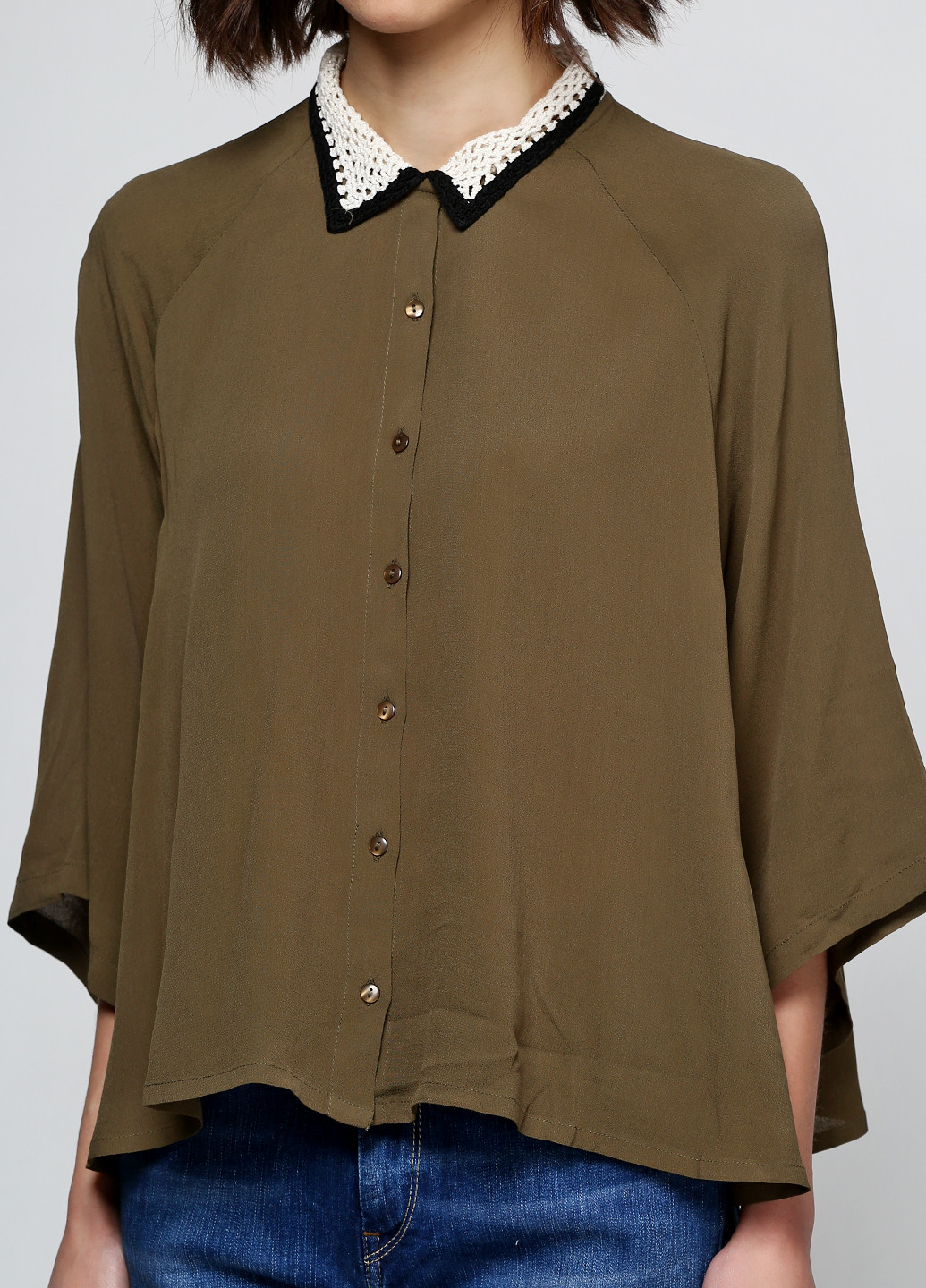 Оливковая (хаки) демисезонная блуза Numph