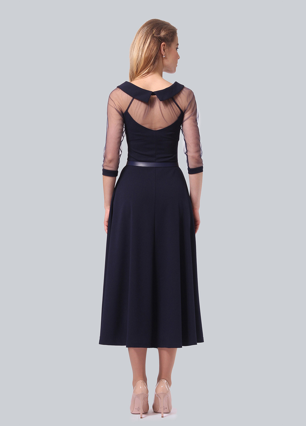 Темно-синее коктейльное платье клеш Agata Webers однотонное