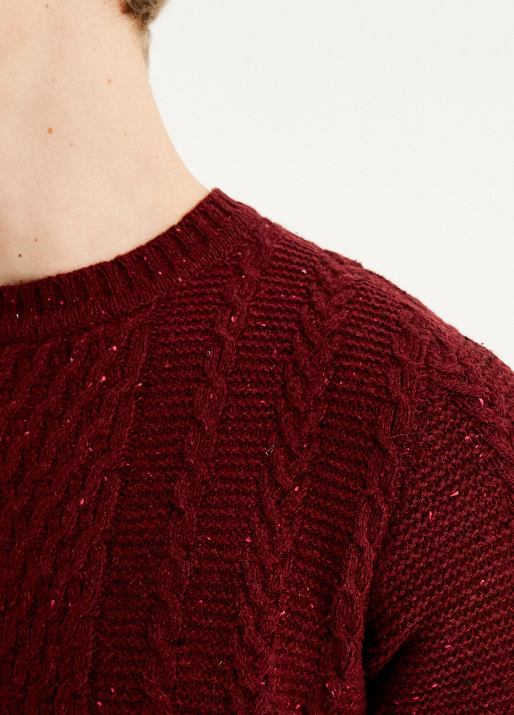 Бордовый джемпер,бордовий-білий, Pull & Bear