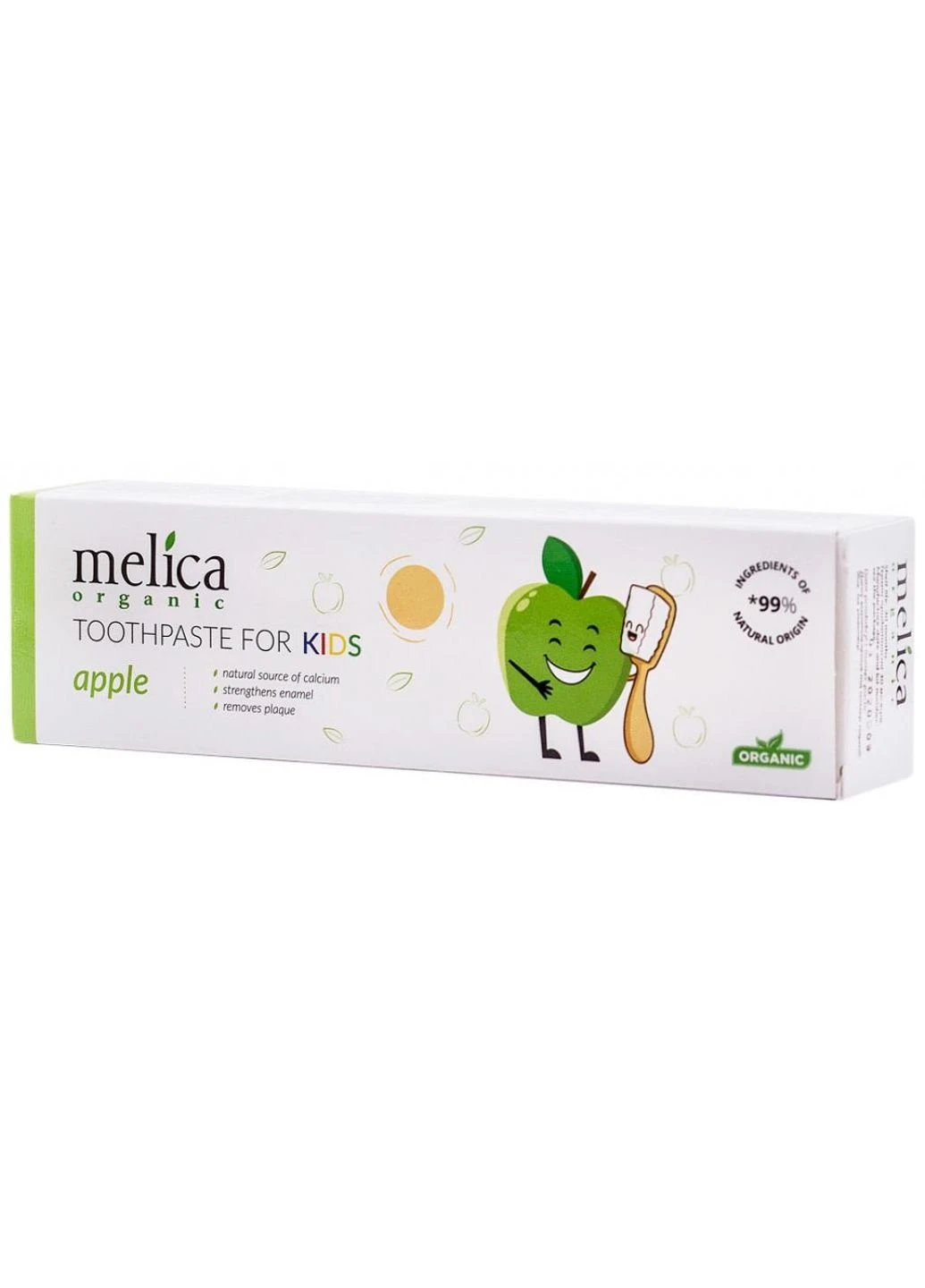 Дитяча зубна паста Яблуко 100 мл (4770416003600) Melica Organic (254084226)