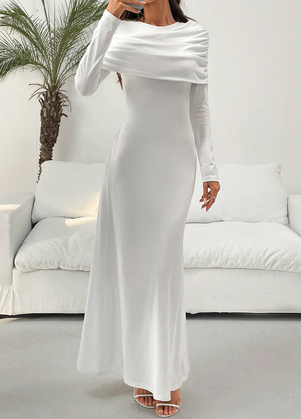Білий святковий, вечірня сукня SHEIN однотонна