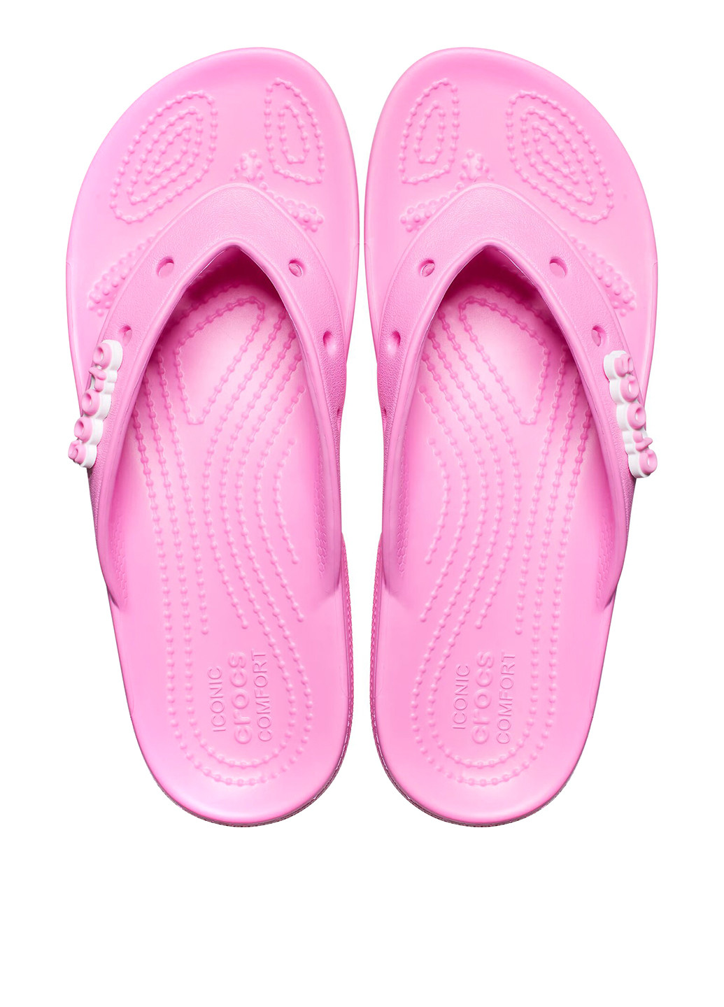 Розовые пляжные вьетнамки Crocs с тиснением