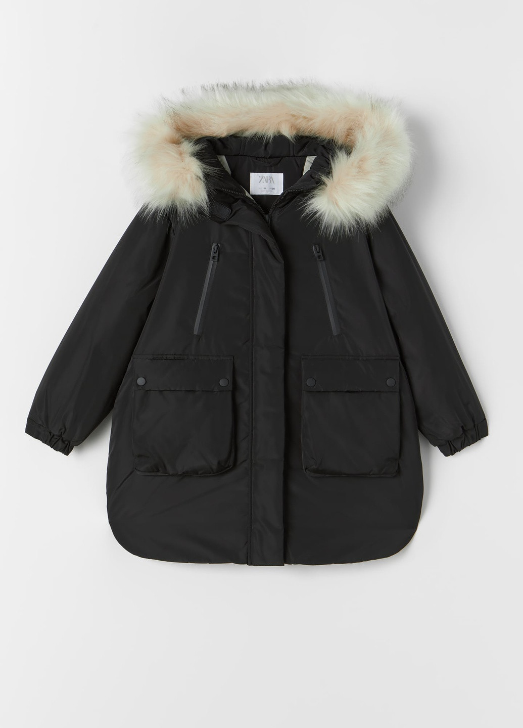 Черная зимняя дитяча зимова куртка для дівчинки 0562735800 Zara