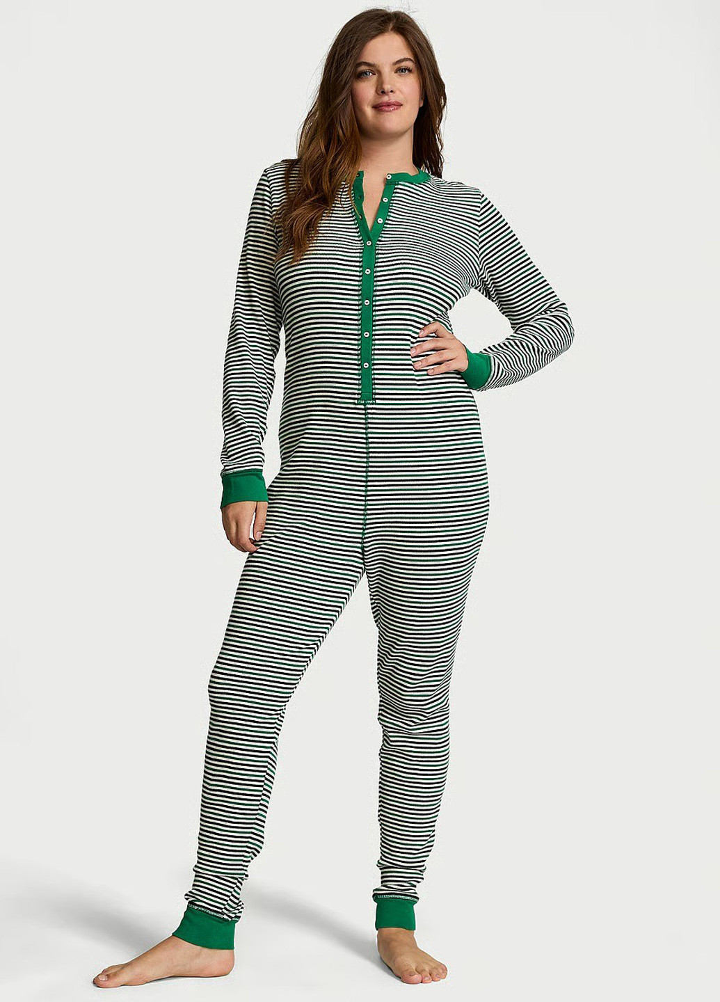 Комбінезон Victoria's Secret смужка комбінований домашній бавовна, трикотаж