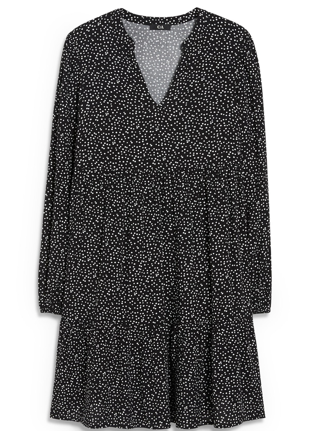 Черное кэжуал платье клеш C&A в горошек
