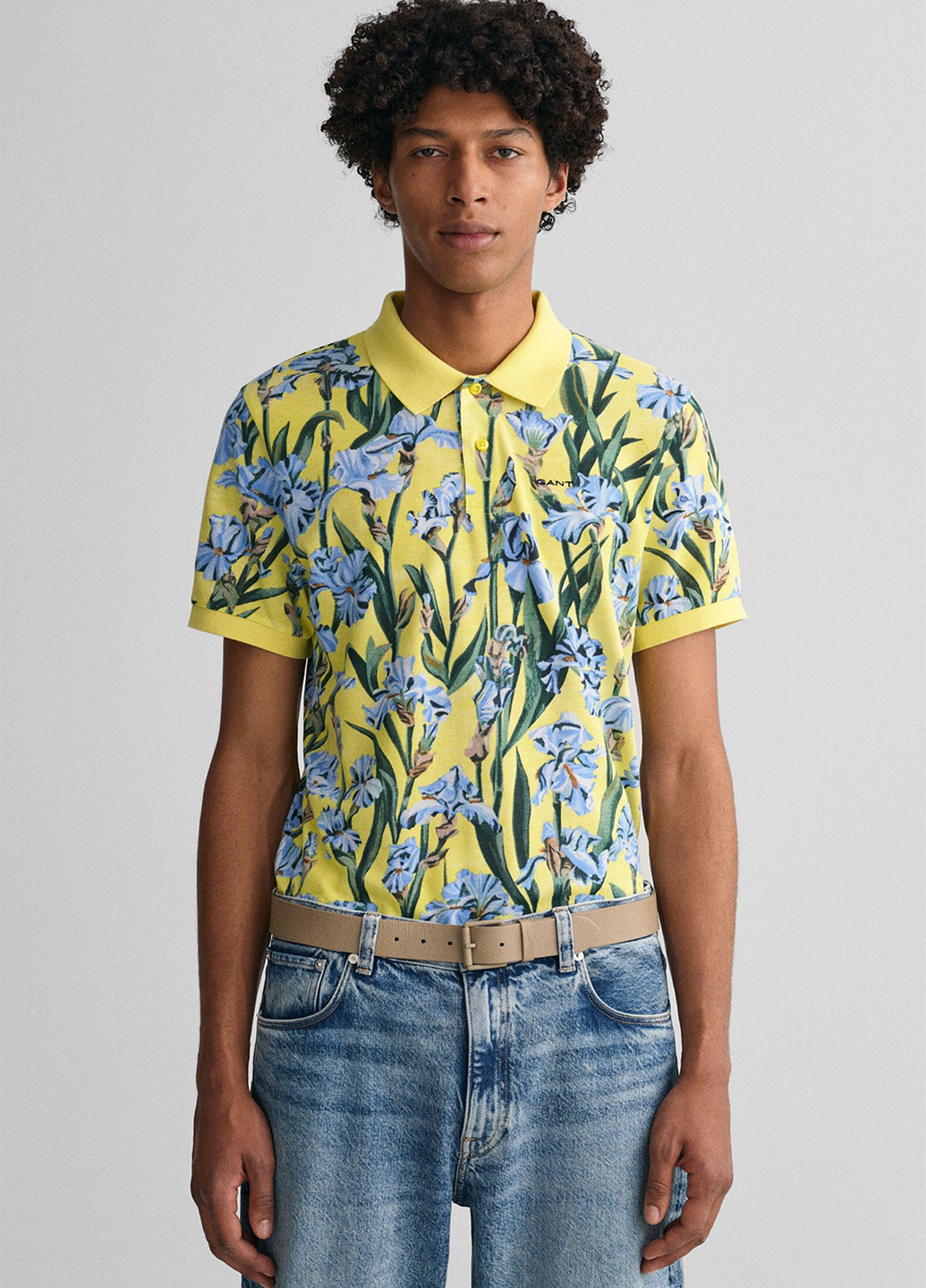 Цветная футболка-поло для мужчин Gant с цветочным принтом