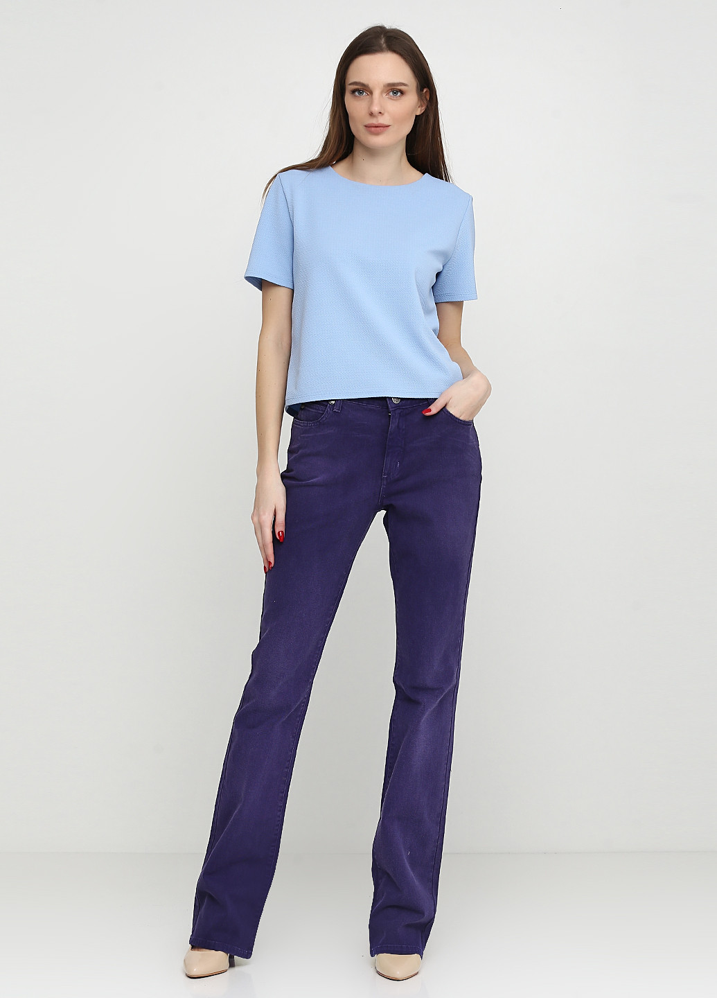 Фиолетовые кэжуал демисезонные брюки Angelo Marani