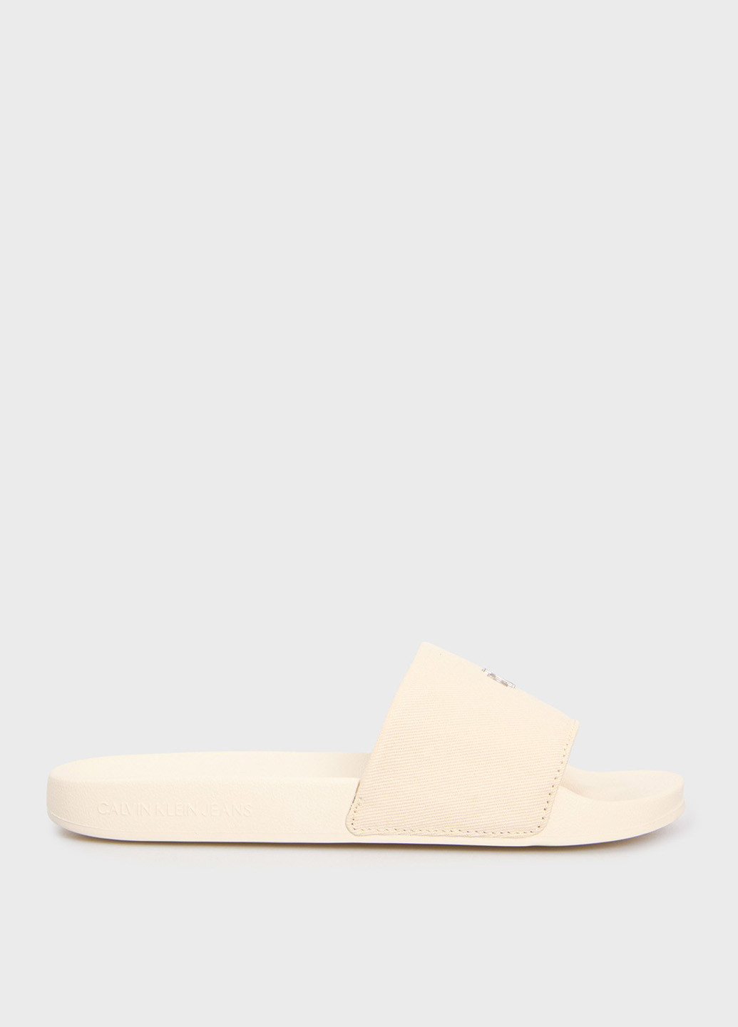 Светло-бежевые шлепанцы Calvin Klein Jeans с тиснением, с логотипом
