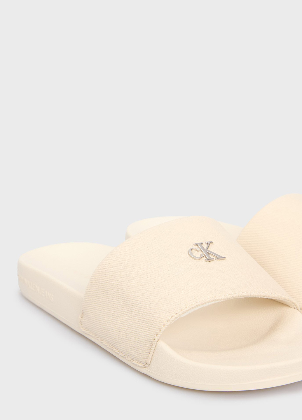 Светло-бежевые шлепанцы Calvin Klein Jeans с тиснением, с логотипом