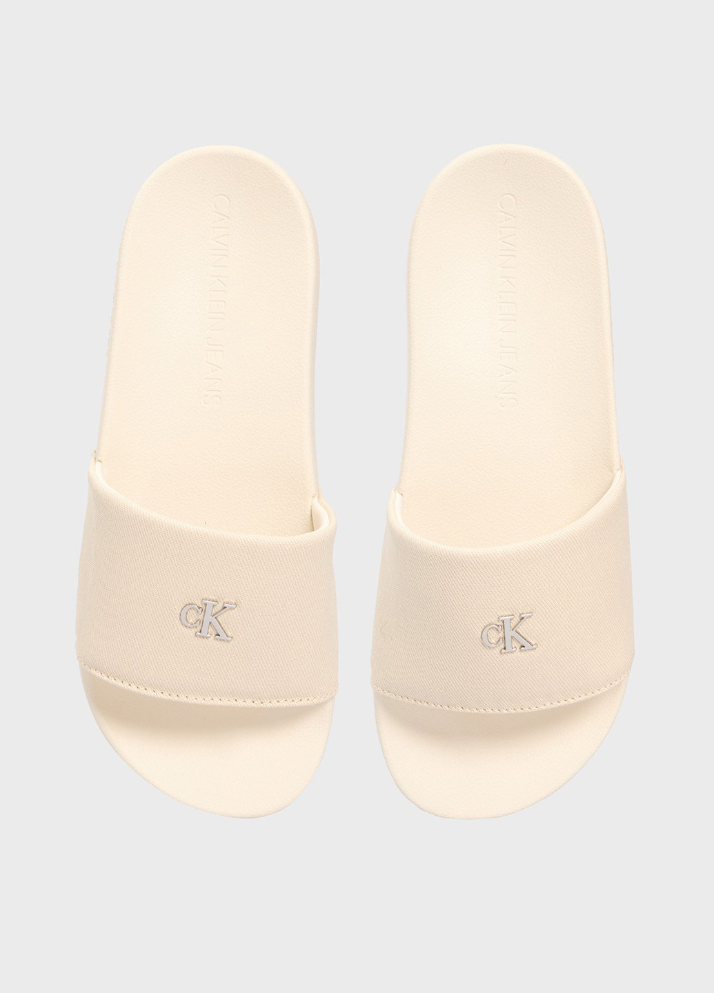 Светло-бежевые шлепанцы Calvin Klein Jeans с тиснением, с логотипом