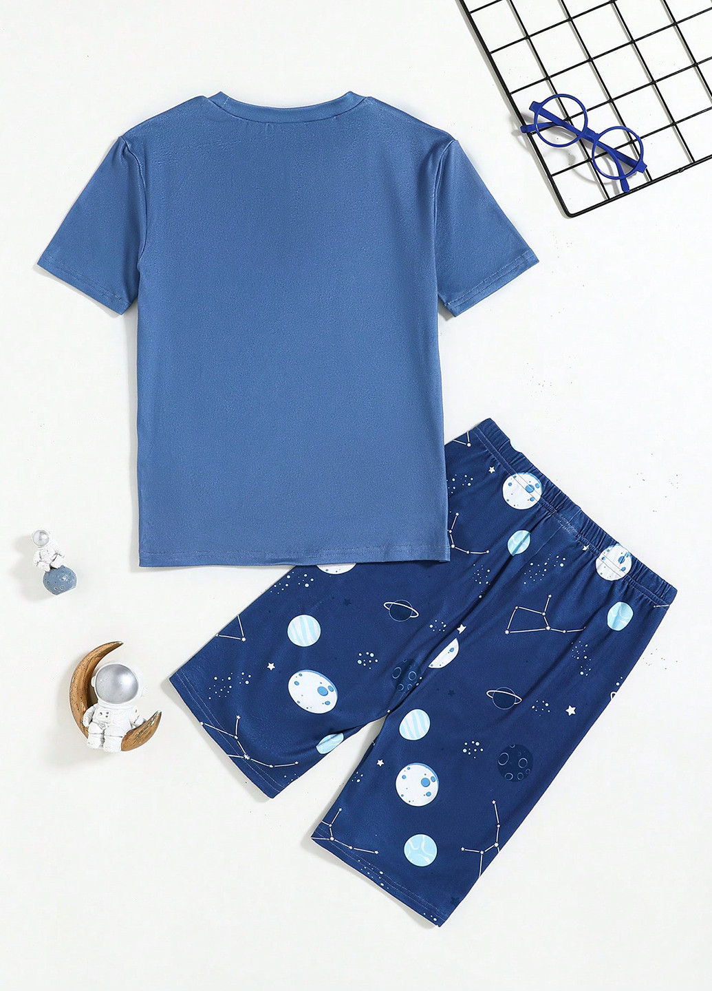 Синяя всесезон пижама (футболка, шорти) футболка + шорты SHEIN