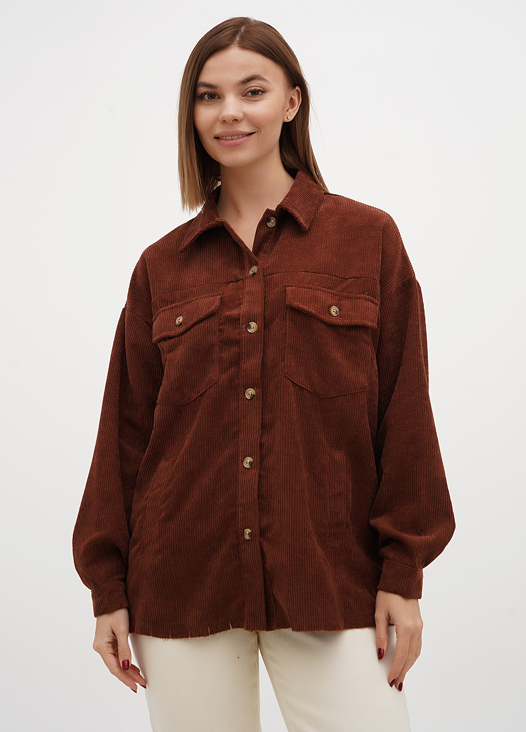 Кофейная кэжуал рубашка однотонная Boohoo