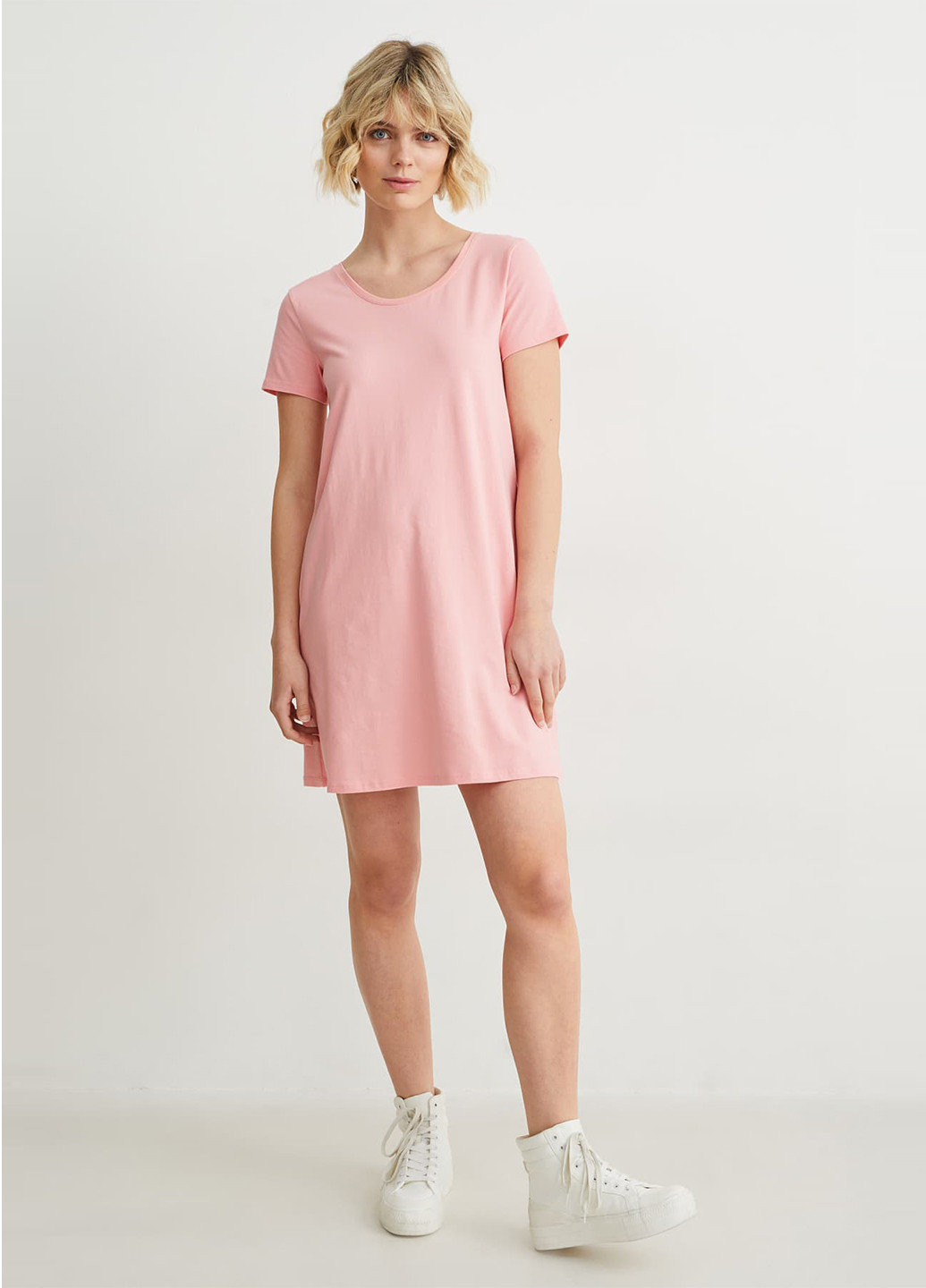 Світло-рожева кежуал сукня сукня-футболка C&A однотонна