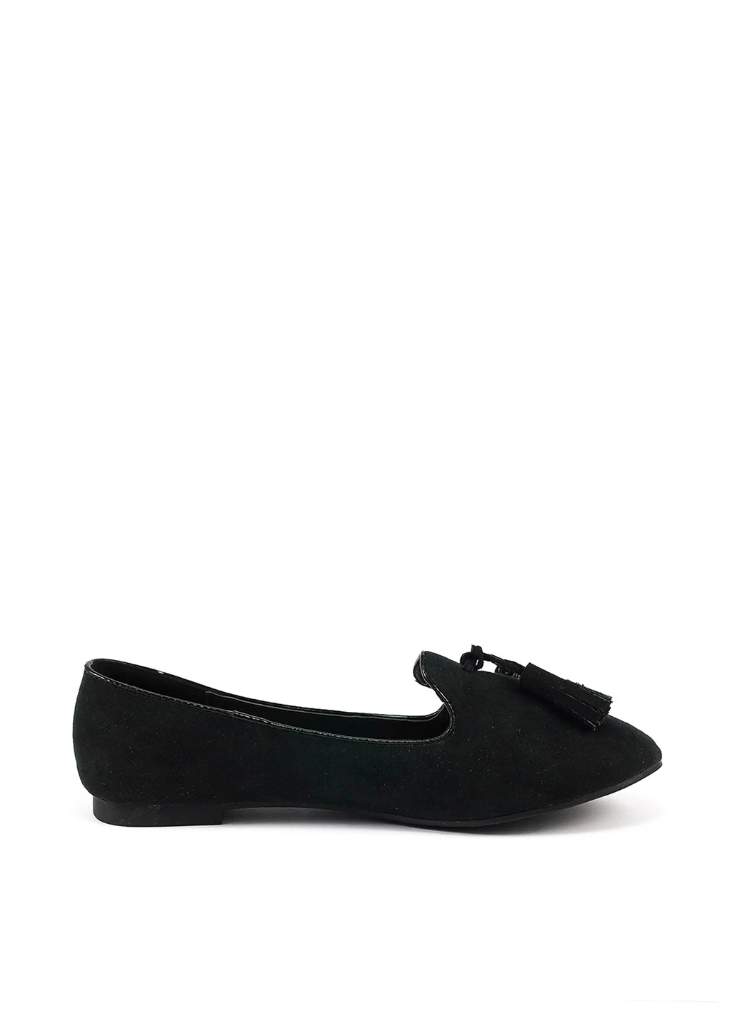 Женские балетки Fiore | чёрные однотонные кисточки искусственная замша (130817704)