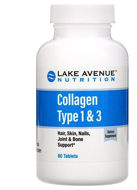 Коллаген комплекс для суставов и связок Hydrolyzed Collagen Type 1 & 3, 1,000 mg, 60 Tablets Lake Avenue Nutrition (254552019)