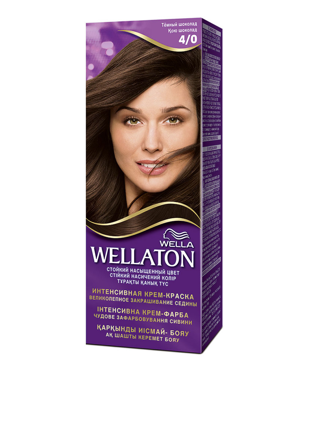 Крем-краска для волос стойкая №4/0 Темный шоколад Wellaton (17071516)