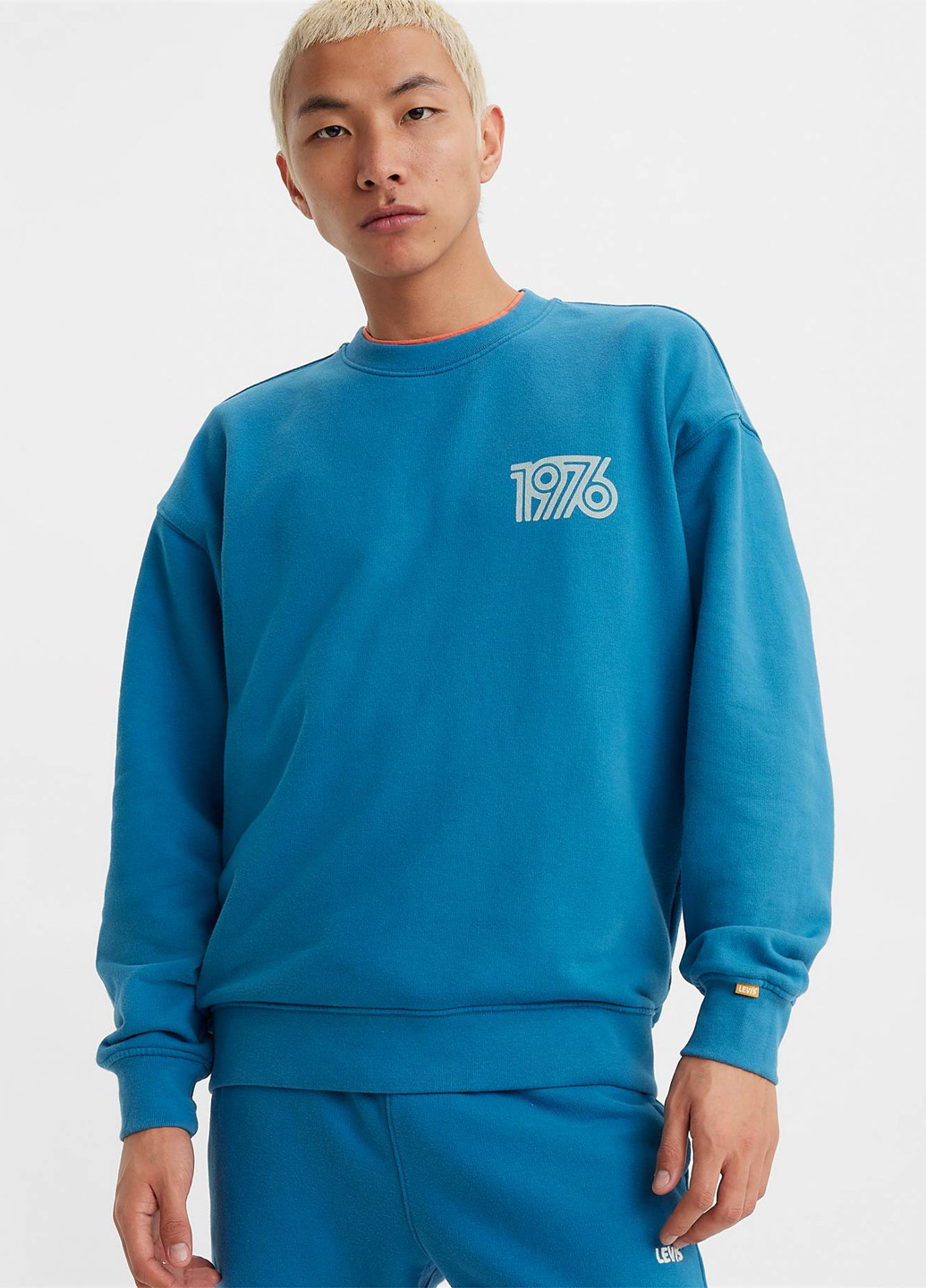 Синій світшот Levi's малюнок без декору (305419975)