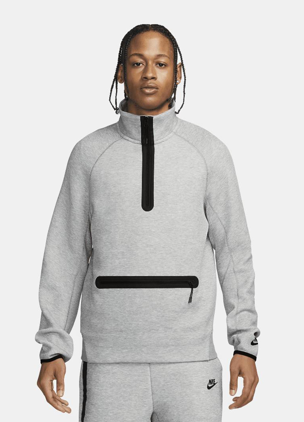 Серый свитшот fb7998-063 Nike меланж без декора (321979975)