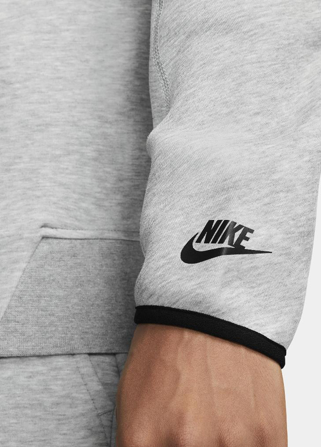 Серый свитшот fb7998-063 Nike меланж без декора (321979975)